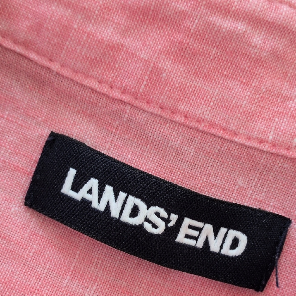 LANDS' END I Casual Pink Linen Oversized Button Up Shirt Top, L/XL (?) - Picture 5 of 11